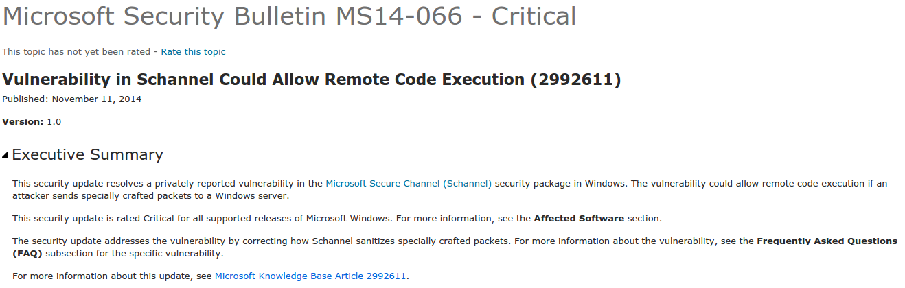 Microsoft Schannel Schwachstelle